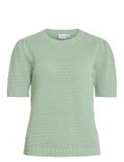 Vidalo O-Neck S/S Knit Top - Noos Tops Knitwear Jumpers Green Vila