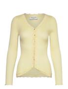 Rwbabette Ls V-Neck Regular Lace Ca Tops Knitwear Cardigans Yellow Ros...