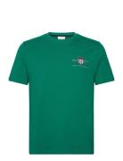 Reg Archive Shield Emb Ss T-Shirt Tops T-Kortærmet Skjorte Green GANT