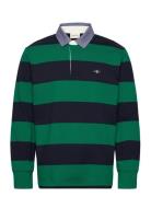 Reg Chambray Stripe Heavy Rugger Tops Polos Long-sleeved Green GANT