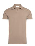 Stretch Polo Shirt S/S Tops Polos Short-sleeved Beige Lindbergh