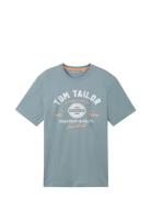 Logo Tee Tops T-Kortærmet Skjorte Blue Tom Tailor