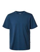 Slhaspen Slub Ss O-Neck Tee Noos Tops T-Kortærmet Skjorte Blue Selecte...