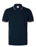 Slhslim-Atlas Sport Ss Polo Tops Polos Short-sleeved Navy Selected Hom...