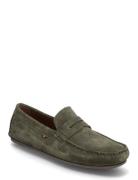 Casual Hilfiger Suede Driver Loafers Flade Sko Khaki Green Tommy Hilfi...