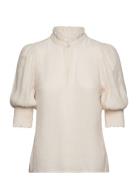Feline Top Tops Blouses Short-sleeved Cream Dante6