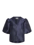 Cleo Blouse Designers Blouses Short-sleeved Navy Malina