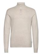 Ecovero Half Zip L/S Knit Tops Knitwear Half Zip Jumpers Cream Lindber...