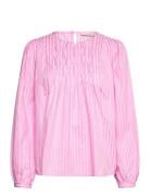 Blouse From Freequent In A Light Material With Stripes And Smocking On...