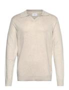 Ecovero L/S V-Neck Polo Tops Knitwear V-necks Beige Lindbergh