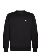 Tjm Reg Badge Crew Ext Tops Knitwear Round Necks Black Tommy Jeans