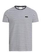 Stretch Slim Stripe T-Shirt Tops T-Kortærmet Skjorte White Calvin Klei...