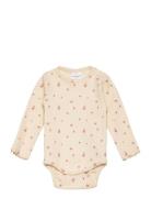 Tnsbnoella L_S Rib Body Bodies Long-sleeved Cream The New