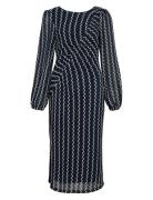 Viellen O-Neck L/S Midi Dress/Dc Knælang Kjole Navy Vila