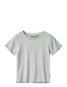 Rib T-Shirt S/S Irene Tops T-Kortærmet Skjorte Blue Wheat