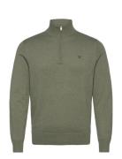 Cotton Silk Hzip Designers Knitwear Half Zip Jumpers Khaki Green Hacke...