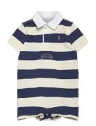 Striped Cotton Rugby Shortall Bodysuits Short-sleeved Navy Ralph Laure...