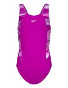 Girls Hyperboom Splice Muscleback Sport Swimsuits Pink Speedo