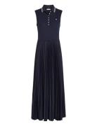 Sporty Pleated Polo Dress Ns Maxikjole Festkjole Navy Tommy Hilfiger