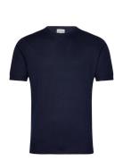 Man Fine Knit T-Shirt Designers T-Kortærmet Skjorte Navy Davida Cashme...