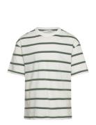 Striped Short-Sleeved T-Shirt Tops T-Kortærmet Skjorte Green Mango