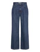 Wideleg Jeans With Belt Bottoms Jeans Wide Blue Mango