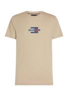 Flag Box Tee Tops T-Kortærmet Skjorte Beige Tommy Hilfiger