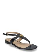 Everley Calfskin Sandal Flade Sandaler Black Lauren Ralph Lauren