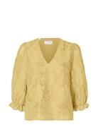 Slfcathi-Sadie 3/4 Top Ff Tops Blouses Short-sleeved Yellow Selected F...