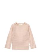 T-Shirt L/S Modal Striped Tops T-shirts Long-sleeved T-Skjorte Pink Pe...