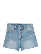 Wide Denim Shorts Damaged Bottoms Shorts Blue Indian Blue Jeans