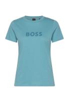 C_Elogo_5 Tops T-shirts & Tops Short-sleeved Blue BOSS