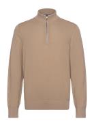 Ebrando-P Tops Knitwear Half Zip Jumpers Beige BOSS