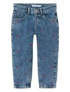 Nmfbella Mom Emb Jeans 3285-Be Noos Bottoms Jeans Regular Jeans Blue N...