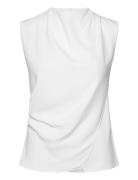 Sleeveless Draped Blouse Tops Blouses Sleeveless White Mango