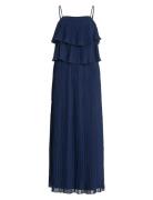 Vichiffan Singlet Pleat Dress - Noos/Dc Maxikjole Festkjole Navy Vila