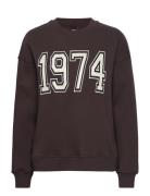 Printed Sweater Tops Sweatshirts & Hoodies Sweatshirts Brown Gina Tric...