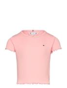 Essential Rib Top Ss Tops T-Kortærmet Skjorte Pink Tommy Hilfiger