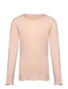 Summer Pointelle Ls Tee Tops T-shirts Long-sleeved T-Skjorte Pink Cope...