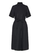 Reg Linen Ss Shirt Dress Knælang Kjole Black GANT