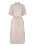 Reg Linen Ss Shirt Dress Knælang Kjole Beige GANT