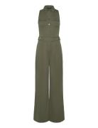 Jersey Wide-Leg Sleeveless Jumpsuit Bottoms Jumpsuits Khaki Green Laur...