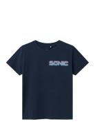 Nkmmarcel Sonic Nreg Ss Top Sky Tops T-Kortærmet Skjorte Navy Name It