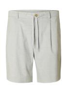 Slhregular-Leroy Pleat Shorts Noos Bottoms Shorts Chinos Shorts Grey S...