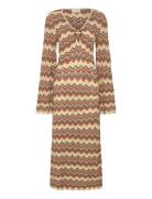 Zinna Wide Sleeve Knitted Dress Designers Maxi Dress Brown Malina