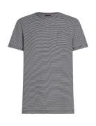 Cotton Linen Stripe Tee Tops T-Kortærmet Skjorte Navy Tommy Hilfiger