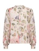 Crhailey Shirt Tops Blouses Long-sleeved Pink Cream