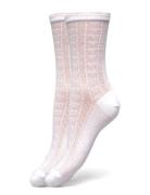 Sock 2 P Jaquard Knit Heart Lingerie Socks Regular Socks White Lindex