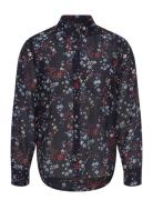 Reg Floral Print Cot Silk Shirt Tops Shirts Long-sleeved Black GANT