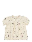 Printed Blouse W. Collar Tops T-Kortærmet Skjorte Cream Copenhagen Col...